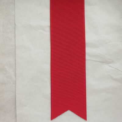 Back of ribbon.: Origsize: 1.5" (w) x 6.75" (l); Origformat: Artifact