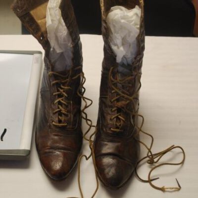Pair of boots: Origsize: 9.25" (h) x 3"(w) x; Origformat: Artifact