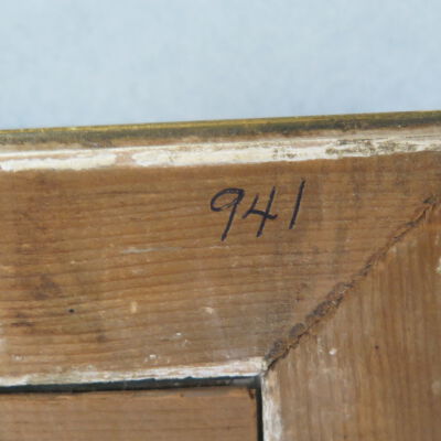 Close up of number on frame.: Origsize: 15.5" (h) x 13.5" (w; Origformat: Artifact