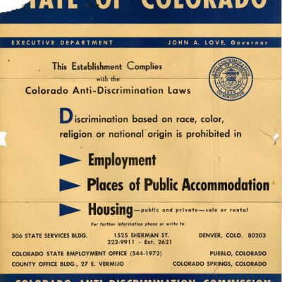 State of Colorado Anti-Discrimination Commission Notice Poster