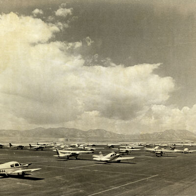 Planes lined on tarmac at Jefferson County Airport