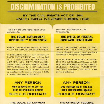 Posted notice of Equal Employment Opportunity laws, 1966: Origsize: "11 x 14"; Origformat: Paper; Resolution: 300dpi