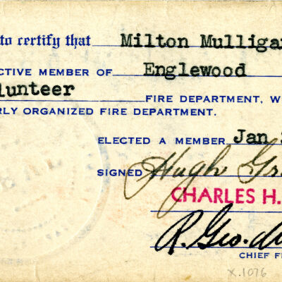 Milton Mulligan's Colorado State Firemen's Association Membership Card, 1939