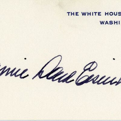 Mamie Doud Eisenhower Autographed Calling Card with Secretary's Letter