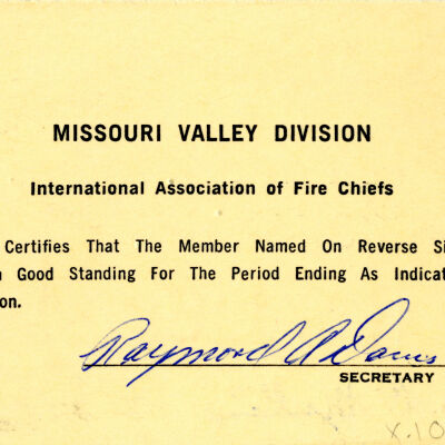 Milton Mulligan's International Association of Fire Chiefs, Inc. Membership Card, 1964