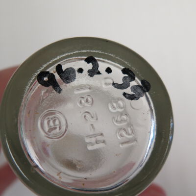 Number on bottom of bottle.: Origsize: 7.5" (h) x 2" (dia); Origformat: Artifact