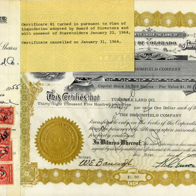 The Broomfield Company stock certificate book