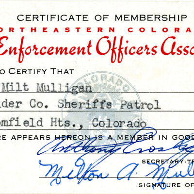 Milton Mulligan's Law Enforcement Officers Association Membership Card, 1959