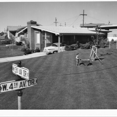 Joe List and His Mother Doing Yardwork