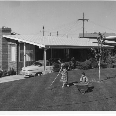 Joe List and His Mother Doing Yardwork