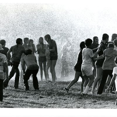Hundreds of Broomfield Kids - in sprinklers? - Broomfield Fun Day - 1973