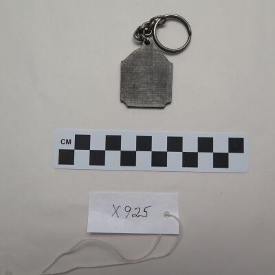 Back of key chain.: Origsize: 1.5" (w) x 4" (l); Origformat: Artifact