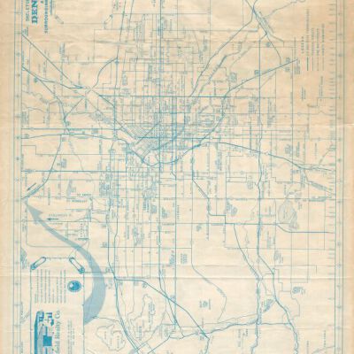 Map of Denver used at the Broomfield train depot: Origsize: 13" x 21"; Origformat: Paper; Resolution: 300dpi