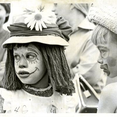 1973 Broomfield Days - Two kids in clown costumes