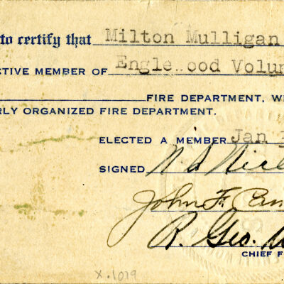 Milton Mulligan's Colorado State Firemen's Association Membership Card, 1942