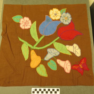 Front of needlework.: Origsize: 17" (w) x 16" (l); Origformat: Artifact