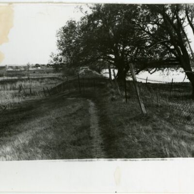 Southward view of a Denver Utah & Pacific Railroad grade, circa 1975: Origsize: 4.5" x 7"; Origformat: Print-Photographic; Resolution: 7000dpi