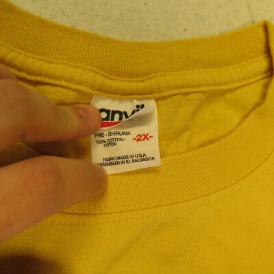 Tag inside shirt.: Origsize: 32" (w) x 38" (l); Origformat: Artifact