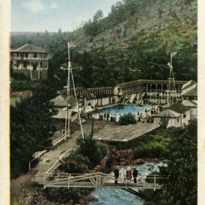 Postcard of South Boulder Creek and Swimming Pool, Eldorado Springs, c.1910: Origsize: 3.5" x 5.5"; Origformat: Postcard; Resolution: 900dpi