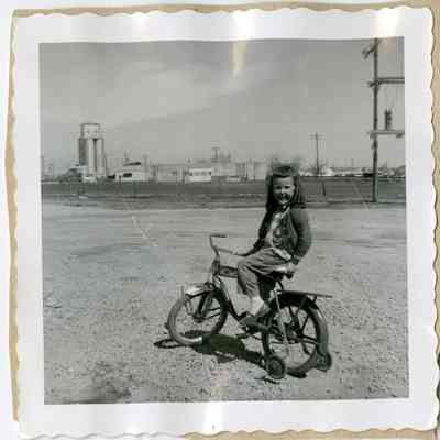 Kathy Chestnut, learning to ride a bike