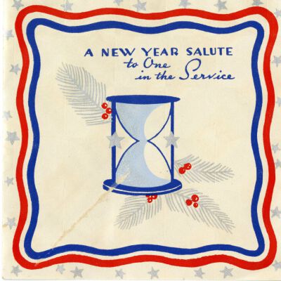 Front of New Years card for Aircorp, "A New Year Salute," c. 1943: Origsize: 5" x 5"; Origformat: Paper; Resolution: 1200dpi
