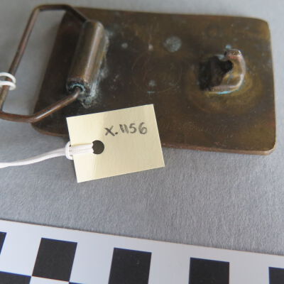 Number of belt buckle.: Origsize: 2.25" (h) x 3" (w); Origformat: Artifact