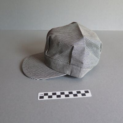 Side of hat.: Origsize: 5" (h) x 9.5" (w) x; Origformat: Artifact