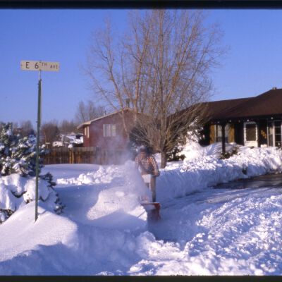 Slide negative of 602 Ash Street, Christmas 1982