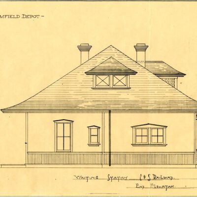 Copy of whiteprint for the Broomfield train depot, 1909: Origsize: 9" x 12"; Origformat: Paper; Resolution: 500dpi