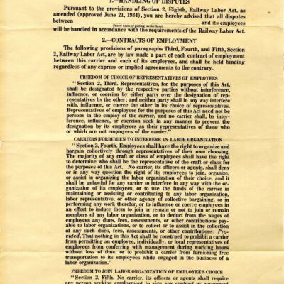Notice in Re Railway Labor Act