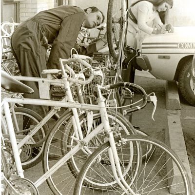 Broomfield Bike Auction - L-R Police Detectives Ray Miller, Mary Ellen Sucato - 1973