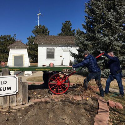 Condition: Cart being reinstalled in front of museum. (2018-03-03): Origformat: Artifact