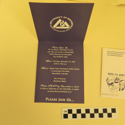 Inside of invitation.: Origsize: 6.5" (w) x 4.75" (l); Origformat: Artifact