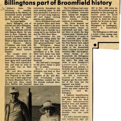 Billingtons part of Broomfield history