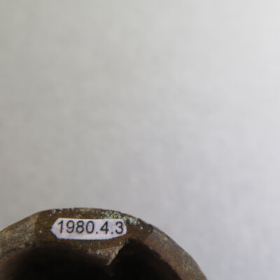 Close up of number of fragment.: Origsize: 3" (h) x 3.75" (diam; Origformat: Artifact