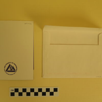Back of invitation and envelope.: Origsize: 6.5" (w) x 4.75" (l); Origformat: Artifact