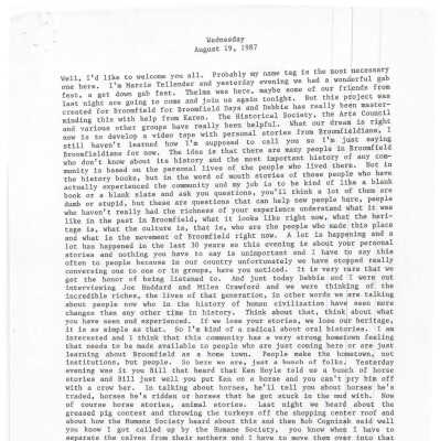 Oral History Interview - Various, Night 2