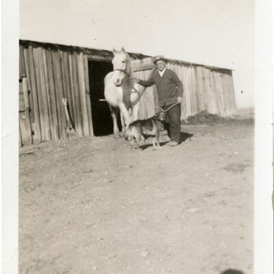 William Brown with His Horse, Reno, and Dog, Sandy