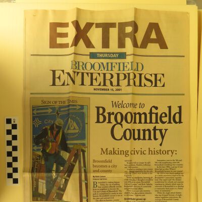 Broomfield Enterprise Newspaper on the Creation of Broomfield County