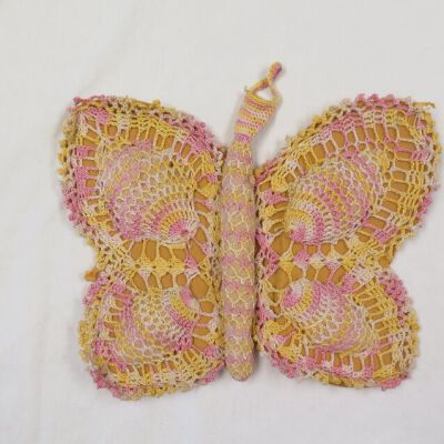 Front of butterfly pincushion.: Origsize: 9" (w) x 11" (l); Origformat: Artifact