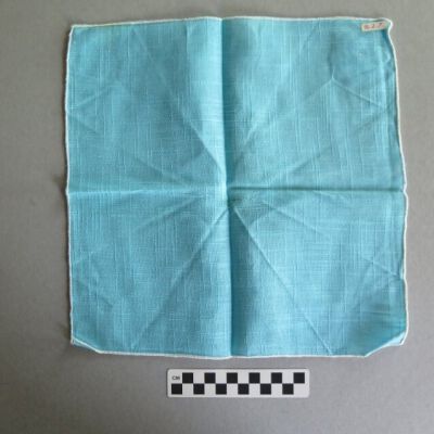 Back of handkerchief: Origsize: 5" (w) x 5" (l); Origformat: Artifact