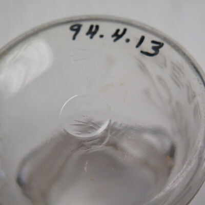 Number on bottom of jar.: Origsize: 5.5" (h) x 3.5" (dia; Origformat: Artifact