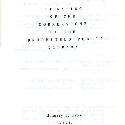 The Laying of the Cornerstone of the Broomfield Public Library