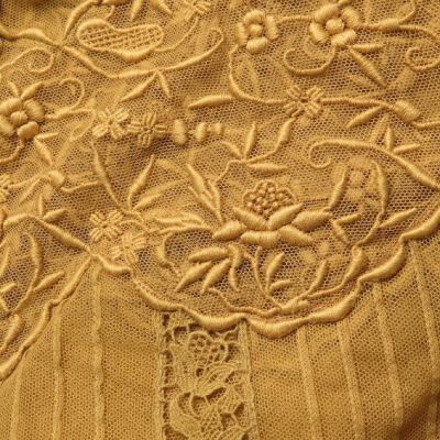 close up detail of stuffed embroidery