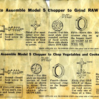 Chicago Flexible Shaft Company Meat Grinder and Chopper Instructions