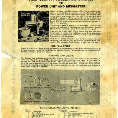 Directions for a meat grinder, undated: Origsize: 8" x 11"; Origformat: Other; Resolution: 300dpi