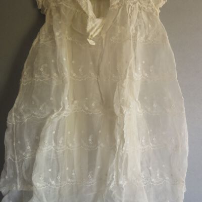 Back of gown and slip: Origsize: 15" (w) x 30" (l); Origformat: Artifact