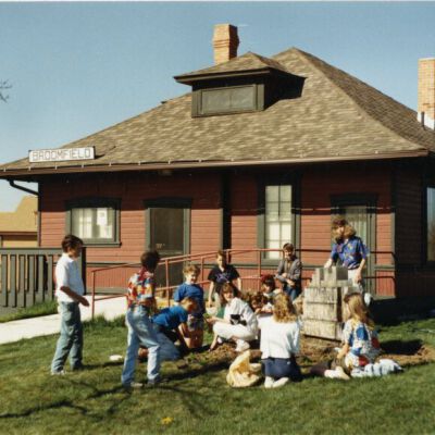 Kids Planting at the Broomfield Depot Museum: Origsize: 3.5" x 5"; Origformat: Print-Photographic; Resolution: 1000dpi