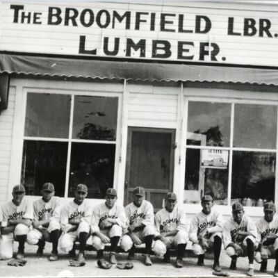Broomfield Lumber Company baseball team, circa 1930: Origsize: 8" x 12"; Origformat: Other; Resolution: 450dpi