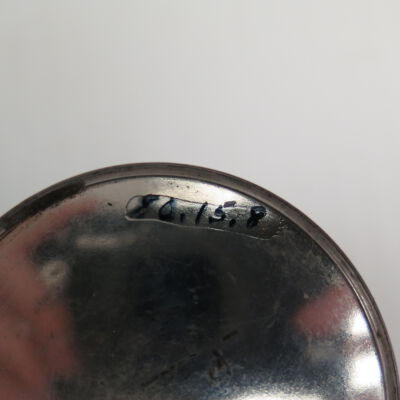 Number on bottom of tin.: Origsize: 8.25" (h) x 3 (dia); Origformat: Artifact